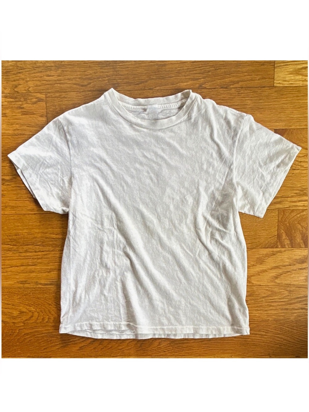Hanes RE/DONE White Solid Crew Neck Short Sleeve Cotton Knit T-Shirt S